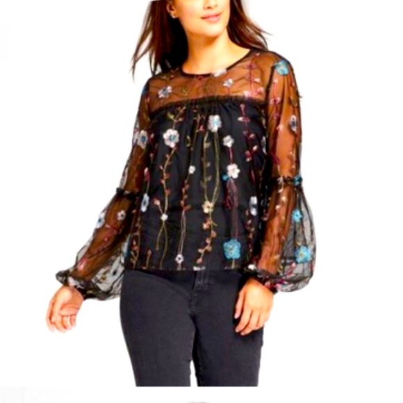 A New Day sheer black top - Picture 2 of 7